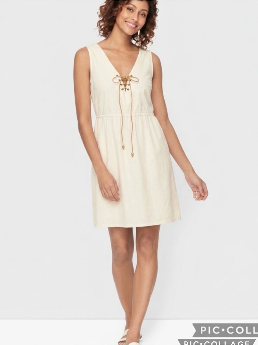 Celebrity Pink Ivory Lace Up Mini Sleeveless V-Neck Dress M Soft Girl Sundress